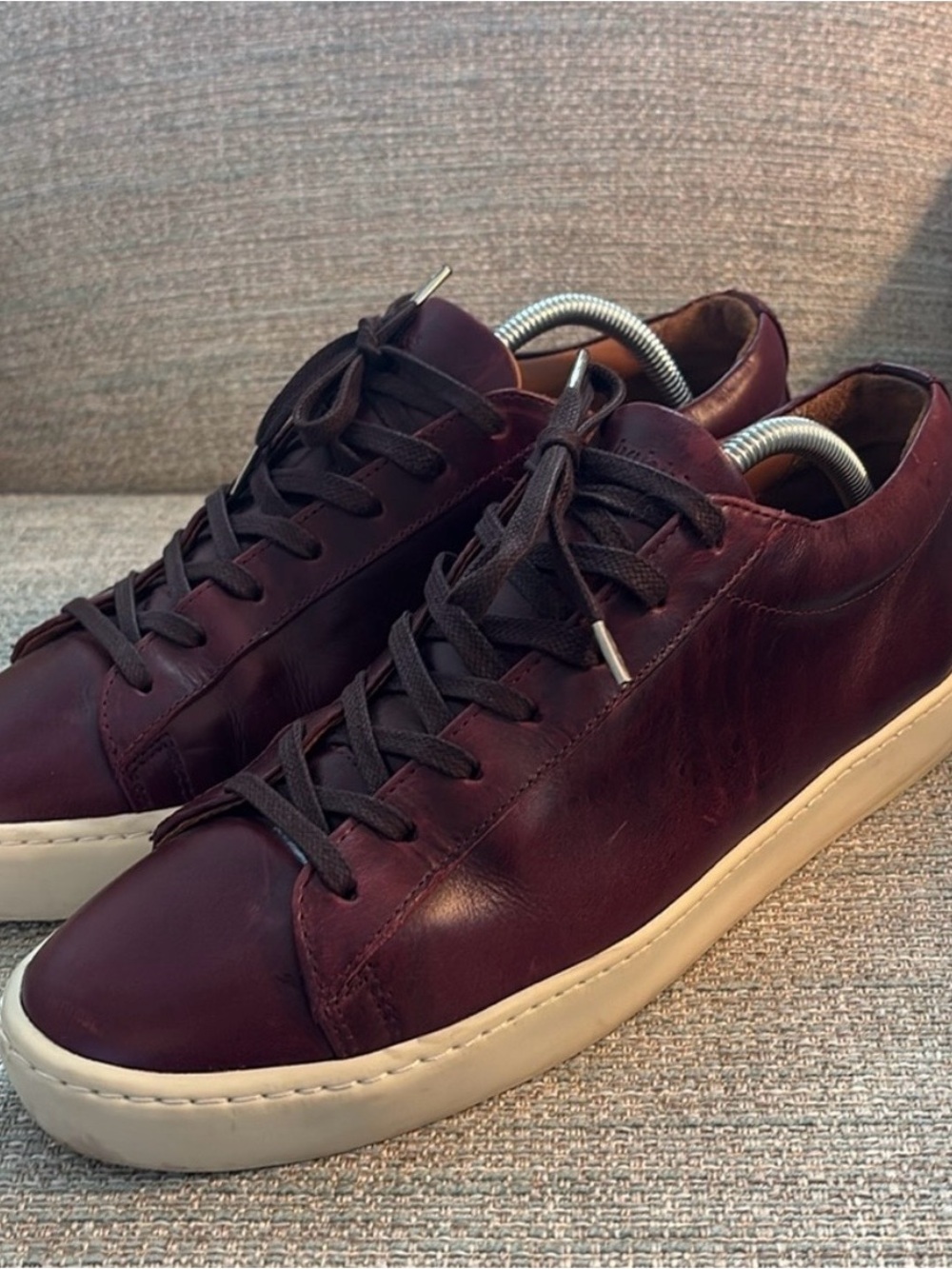 Bobbie’s Paris Burgundy Red Leather Sneakers Lace Up Shoes Mens size 43‎ or 10